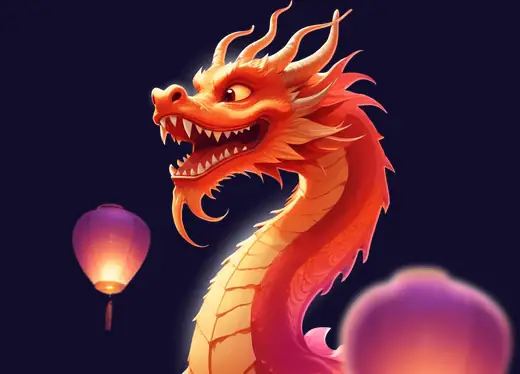 Dragon écarlate et lanternes