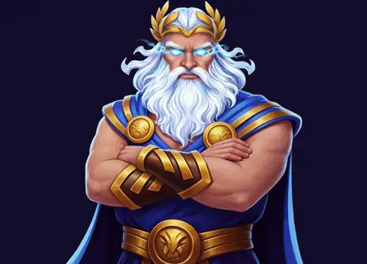 Zeus barbu brandissant la foudre