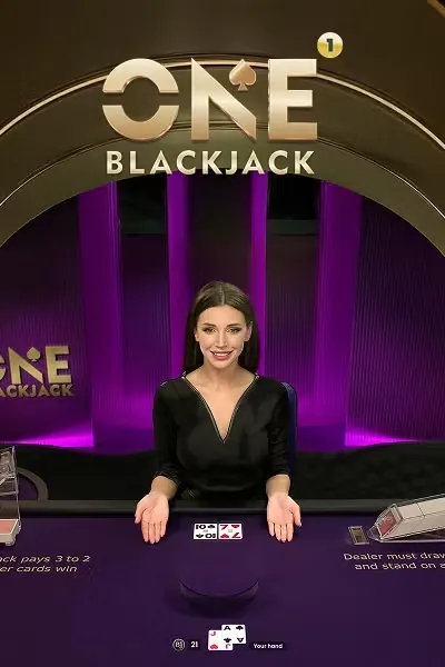 Croupière de blackjack sous une lumière violette